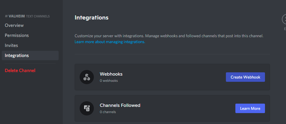 integrations section